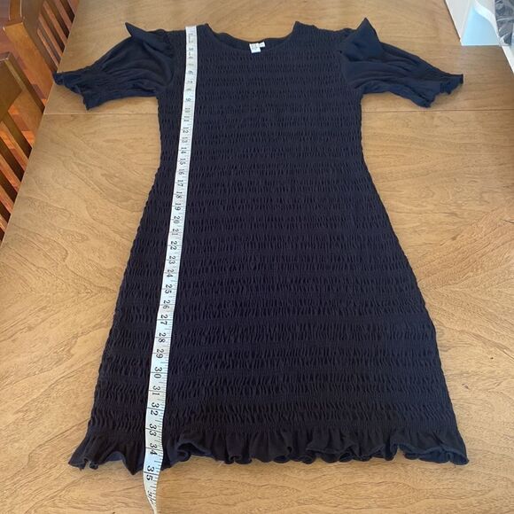 & Other Stories Black Smocked Puff Sleeve Mini Dress Size Small - Picture 12 of 12